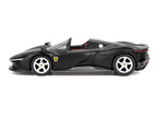 Ferrari Daytona SP3 Matt Black with White Stripes and Red Interior 1/64 Diecast Model Car by BBR