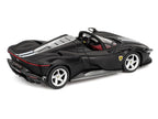 Ferrari Daytona SP3 Matt Black with White Stripes and Red Interior 1/64 Diecast Model Car by BBR