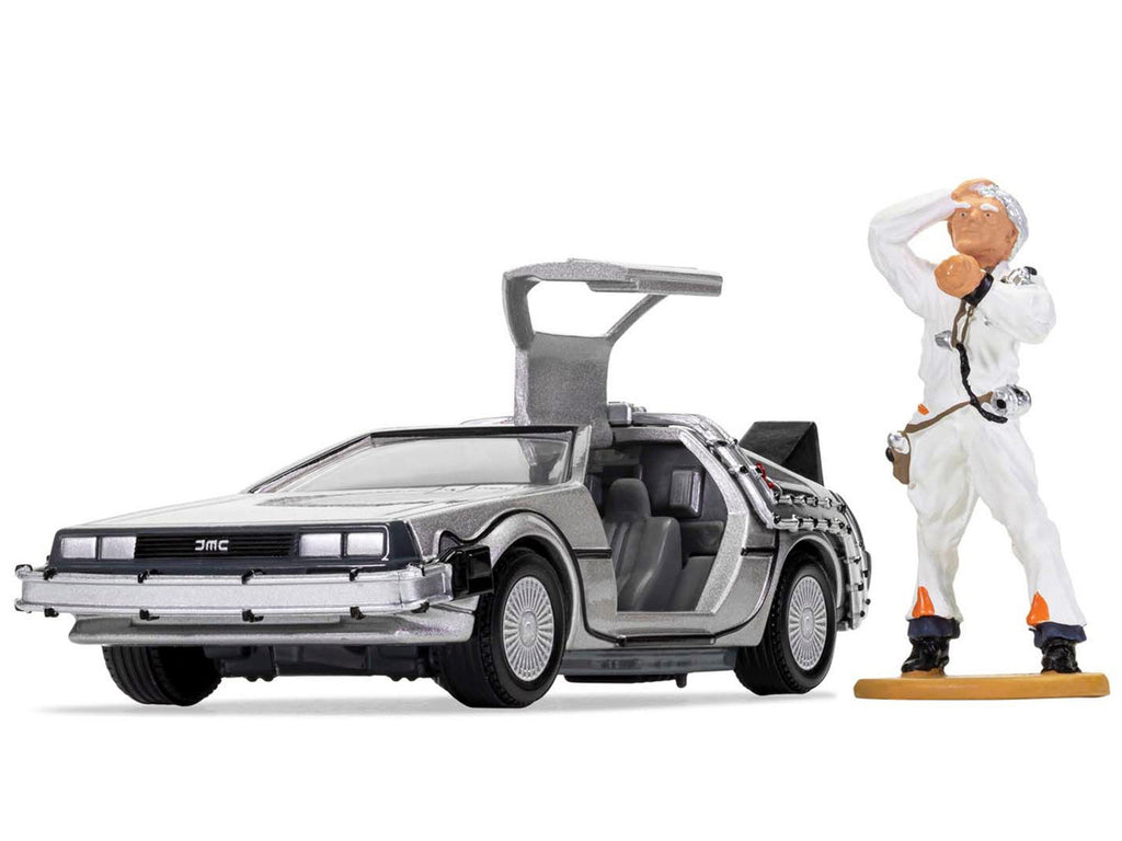 DMC DeLorean Time Machine with Doc Brown Figure "Back to the Future" (1985) Movie Diecast Model Car by Corgi-1