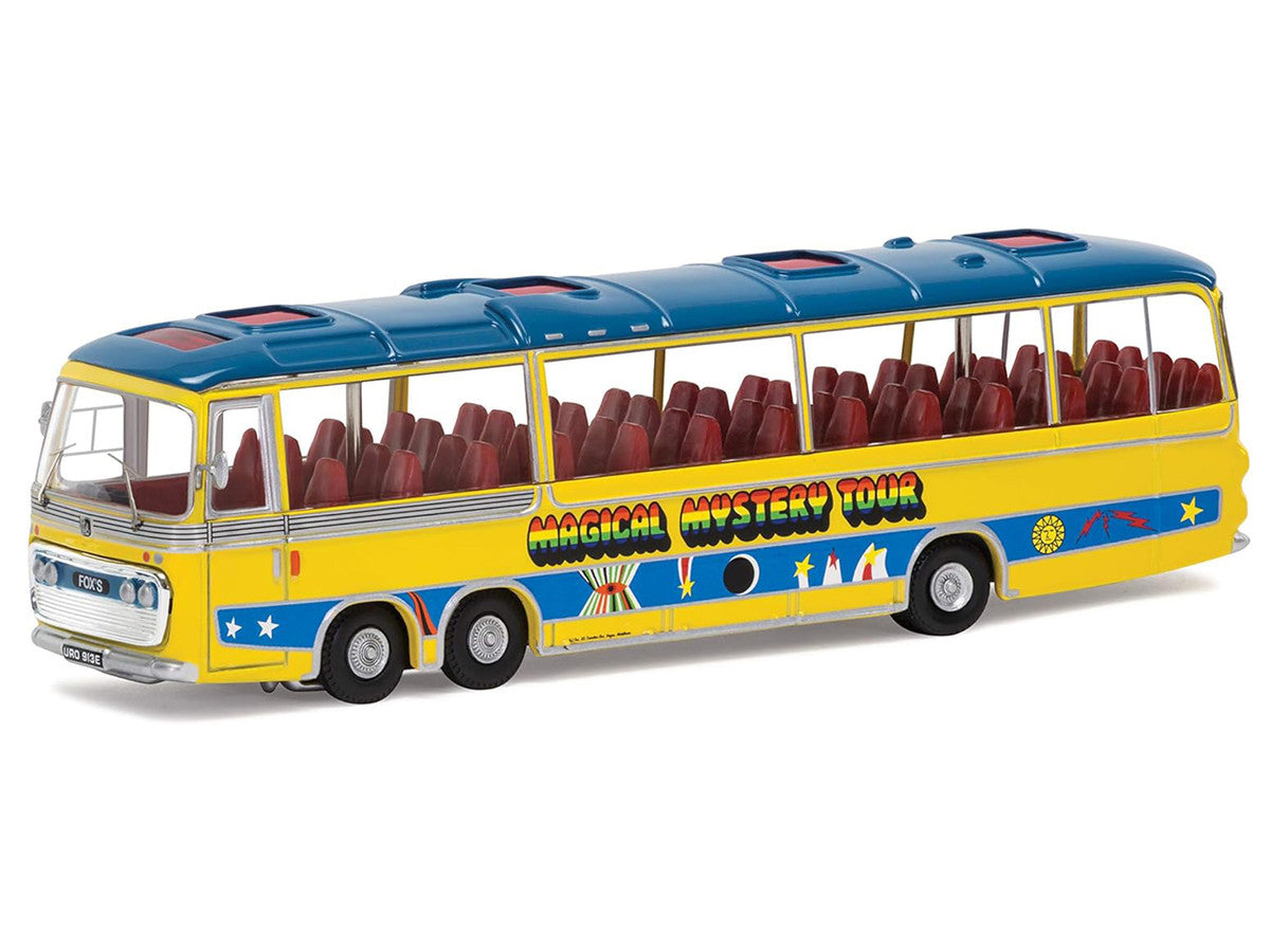 The Beatles "Magical Mystery Tour" Bus Yellow with Blue Top and Graphics Diecast Model Car by Corgi-1