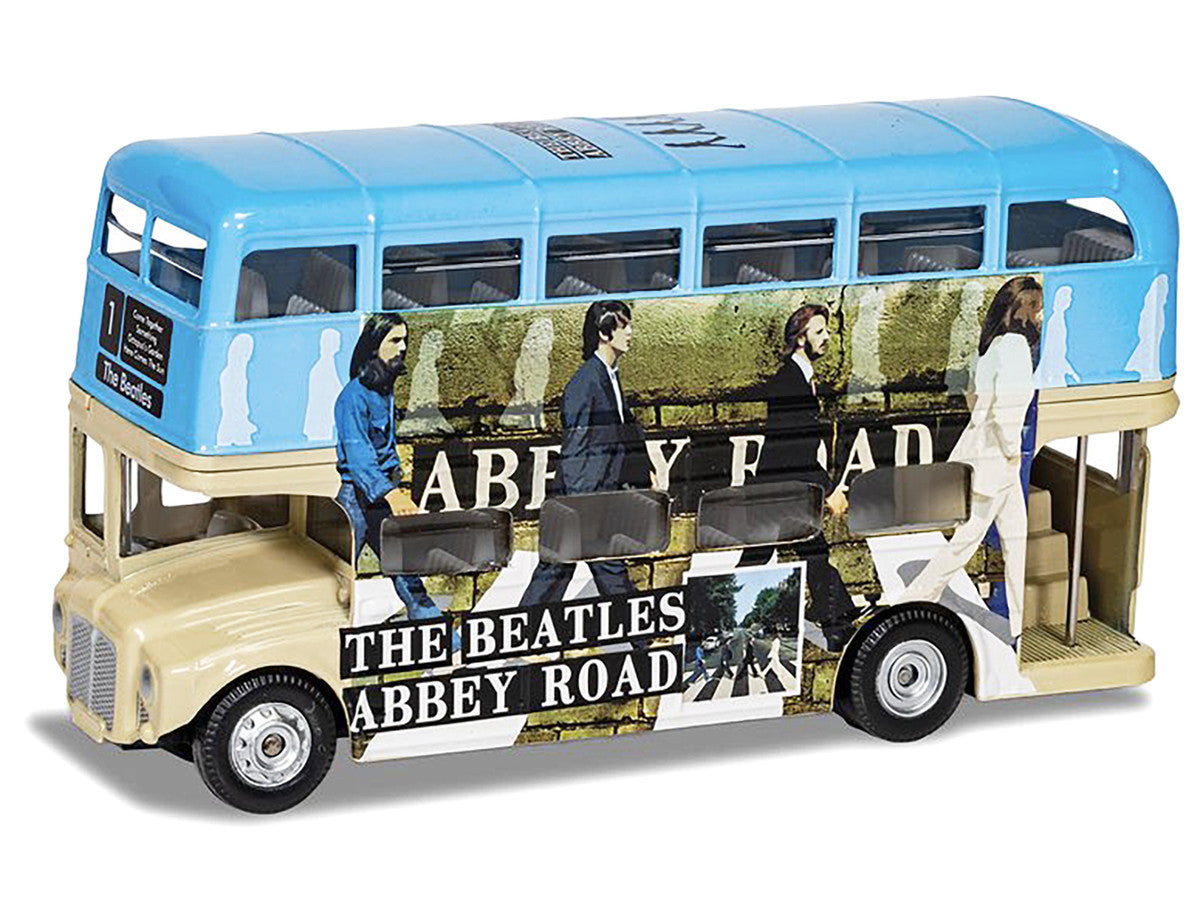 The Beatles London Double Decker Bus "Abbey Road" Blue and Beige Diecast Model Car by Corgi-1