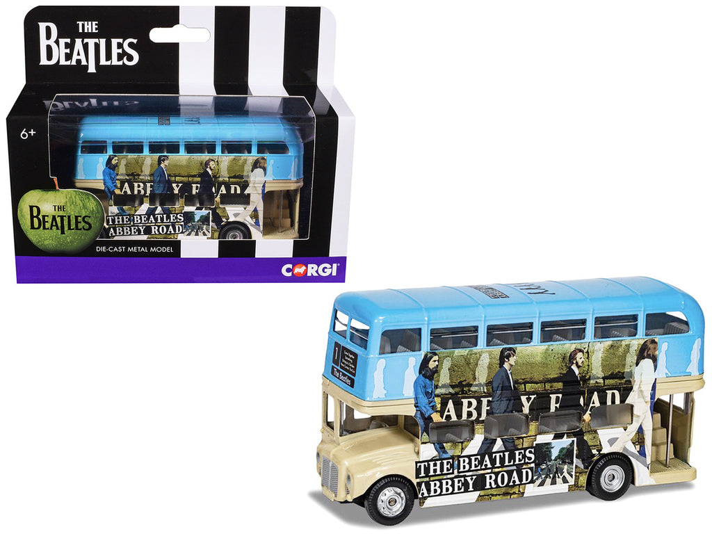 The Beatles London Double Decker Bus "Abbey Road" Blue and Beige Diecast Model Car by Corgi-0