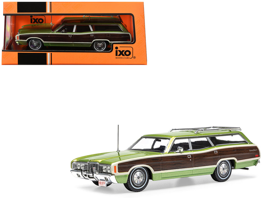 1972 Ford LTD Country Squire Wagon Green Metallic with Woodgrain Sides 1/43 Diecast Model by IXO Models-0