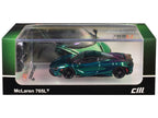 McLaren 765LT Green Carbon Metallic with Black Top and Extra Wheels 1/64 Diecast Model Car by CM Model-0