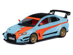 Mitsubishi Lancer Evolution X Varis RHD (Right Hand Drive) Light Blue with Black Top and Orange Stripes 1/64 Diecast Model Car by CM Model-1