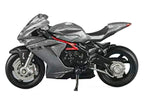 2022 MV Agusta F3 Rosso Motorcycle Silver Metallic with Figure 1/64 Diecast Model by CM Model-3