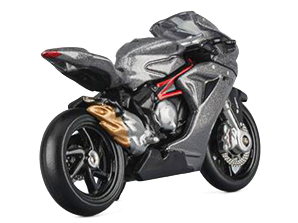 2022 MV Agusta F3 Rosso Motorcycle Silver Metallic with Figure 1/64 Diecast Model by CM Model-0