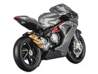 2022 MV Agusta F3 Rosso Motorcycle Silver Metallic with Figure 1/64 Diecast Model by CM Model