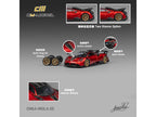 Pagani Imola Red Metallic with Carbon Top and Stripes with Extra Wheels 1/64 Diecast Model Car by CM Model