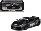 LB Works 488 "LBWK" Matt Black 1/64 Diecast Model Car by CM Model-2