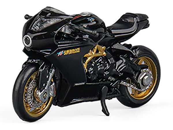 MV Agusta Superveloce 800 Motorcycle Black and Gold with Figure 1/64 Diecast Model by CM Model-0