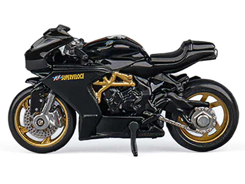 MV Agusta Superveloce 800 Motorcycle Black and Gold with Figure 1/64 Diecast Model by CM Model-1