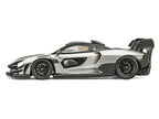 McLaren Senna GTR Silver Gray Metallic with Carbon Hood and Black Top 1/64 Diecast Model Car by CM Model-1