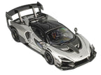 McLaren Senna GTR Silver Gray Metallic with Carbon Hood and Black Top 1/64 Diecast Model Car by CM Model-3