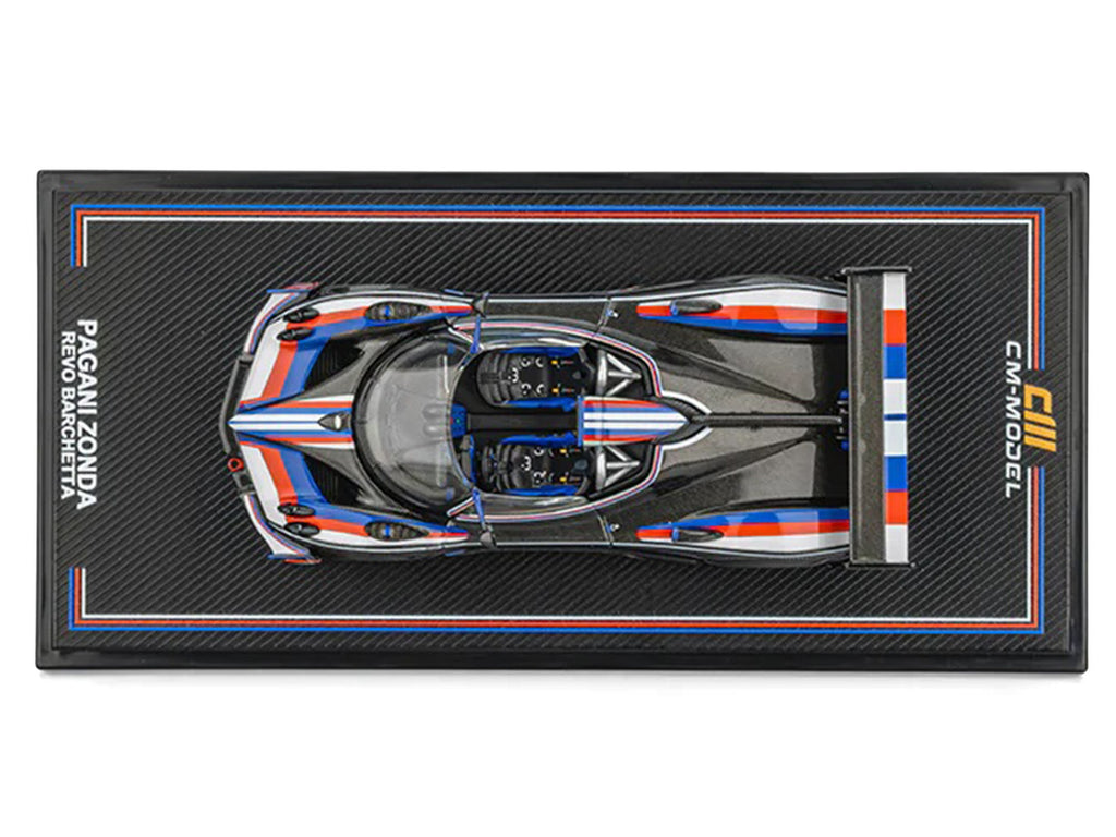 Pagani Zonda Revo Barchetta Carbon with Red White and Blue Stripes 1/64 Diecast Model Car by CM Model-3