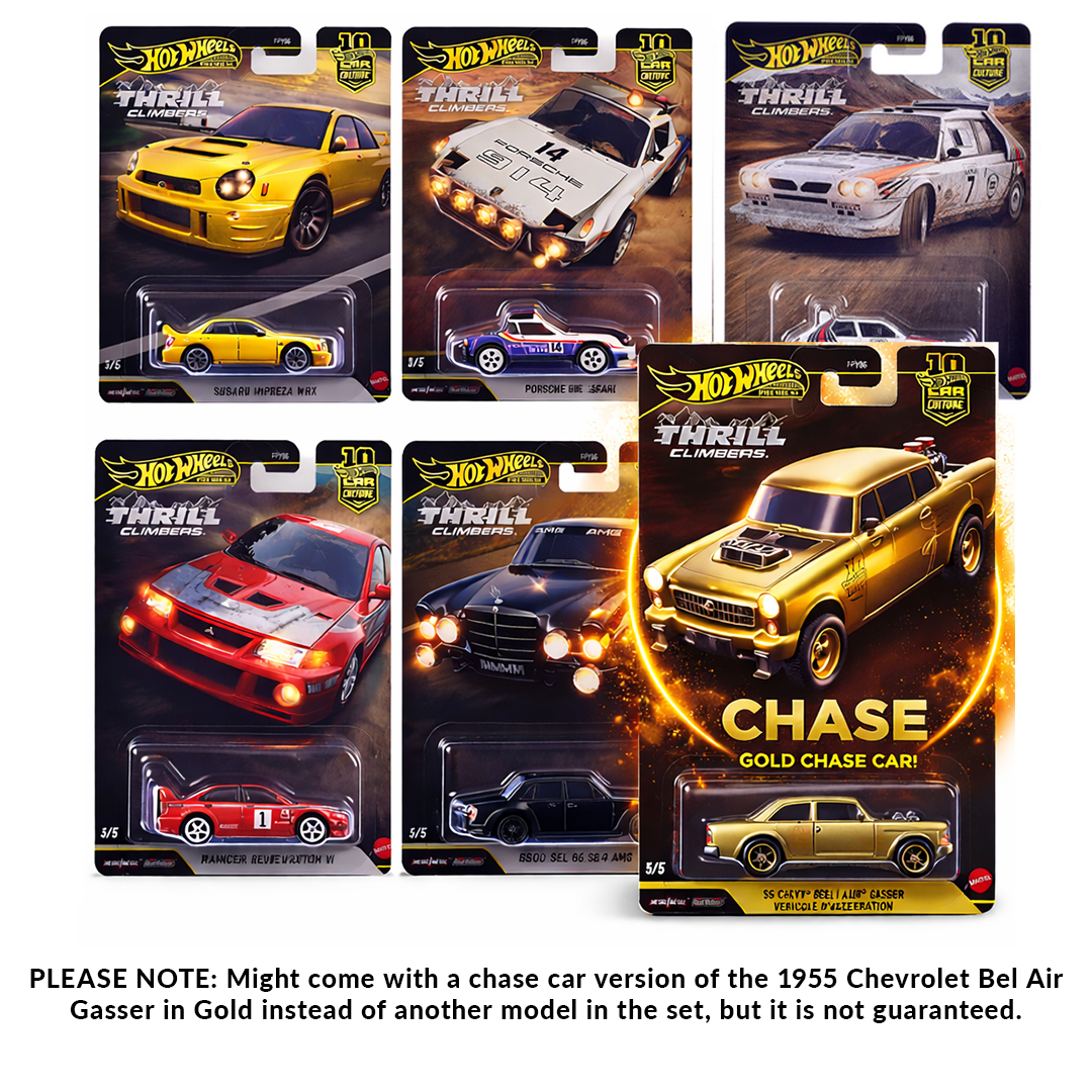 "Thrill Climbers" 5 piece Set "Car Culture 10th Anniversary" 2025 Series Q Diecast Model Cars by Hot Wheels