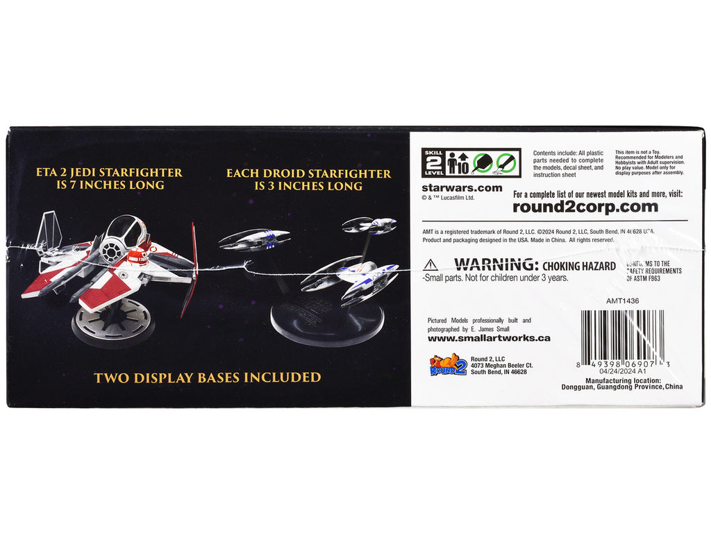 Skill 2 Model Kit ETA 2 Jedi Starfighter VS. Droid Starfighters 4 Model Set "Star Wars: Episode III - Revenge of the Sith" (2005) Movie 1/48 Scale Model by AMT-2