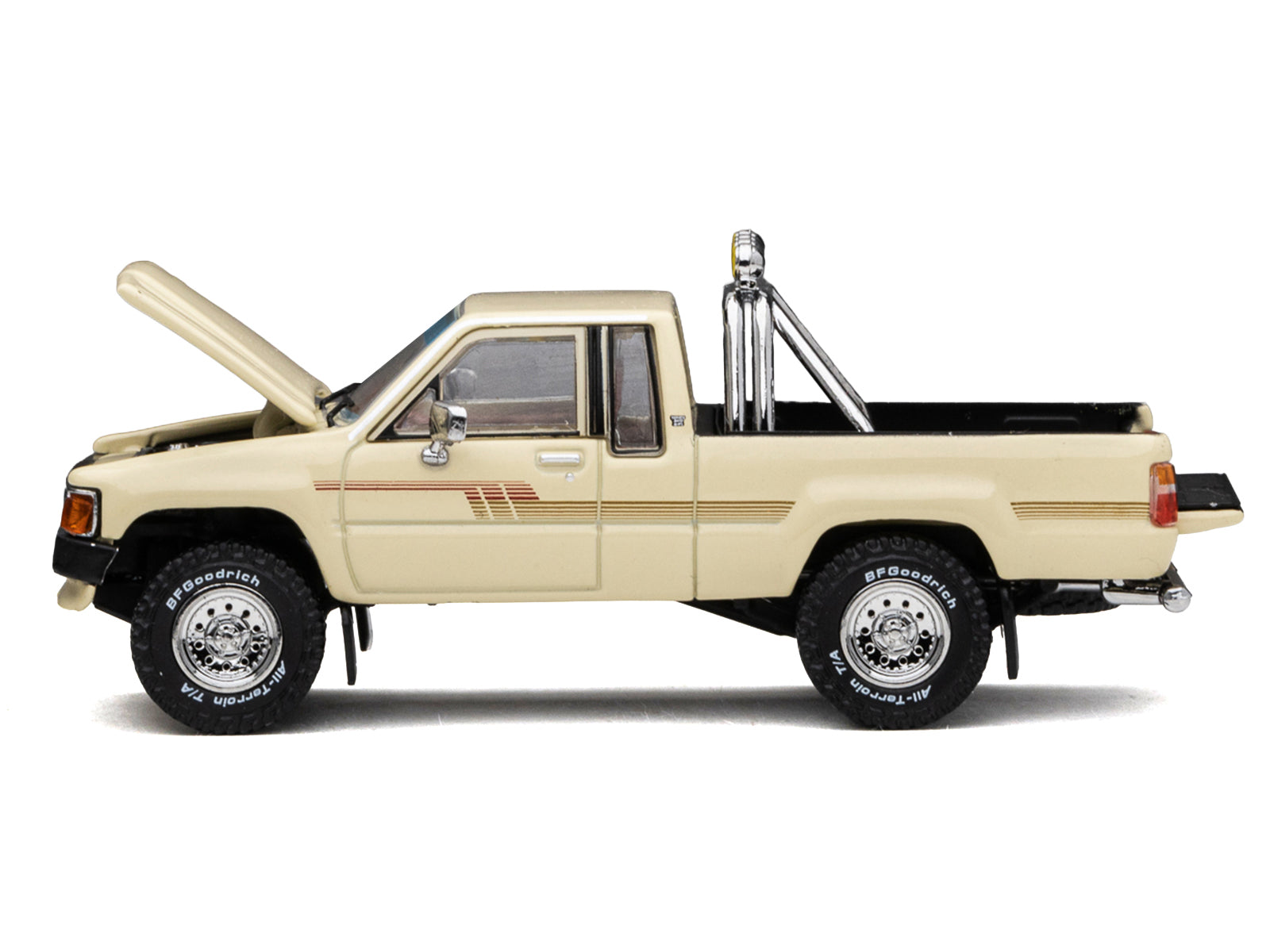 Toyota XtraCab SR5 4x4 Pickup Truck Beige with White Camper Shell "DiecastTalk Exclusive" Limited Edition to 1008 pieces Worldwide 1/64 Diecast Model Car by GCD