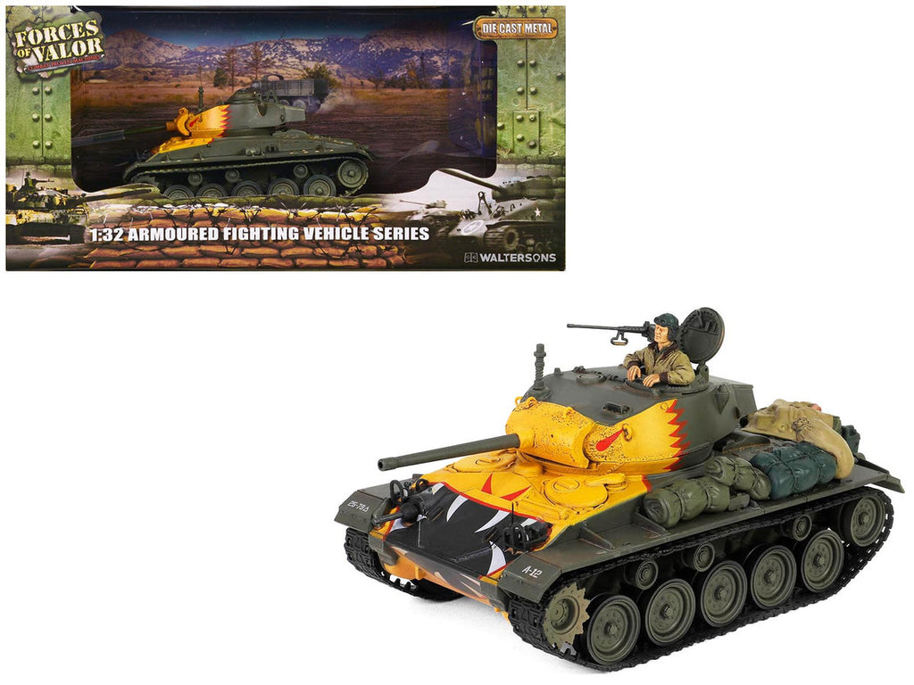 M24 Chaffee Light Tank "Tiger Face 79th Tank Btn Han River South Korea" (1950) United States Army "Armoured Fighting Vehicle" Series 1/32 Diecast Model by Forces of Valor-0