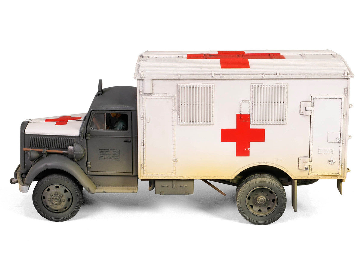 Opel-Blitz Kfz.305 Ambulance Gray and White (Weathered) "German Army" "Armoured Fighting Vehicle" Series 1/32 Diecast Model by Forces of Valor-2