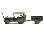 Willys MB Jeep with Trailer Olive Drab (Weathered) with Driver Figure "United States Army" "Mini AFV" Series 1/64 Diecast Model by Forces of Valor