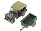 Willys MB Jeep with Trailer Olive Drab (Weathered) with Driver Figure "United States Army" "Mini AFV" Series 1/64 Diecast Model by Forces of Valor-1