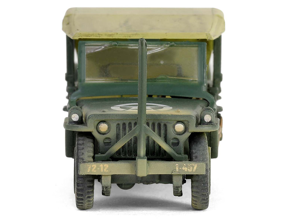 Willys MB Jeep with Trailer Olive Drab (Weathered) with Driver Figure "United States Army" "Mini AFV" Series 1/64 Diecast Model by Forces of Valor-2