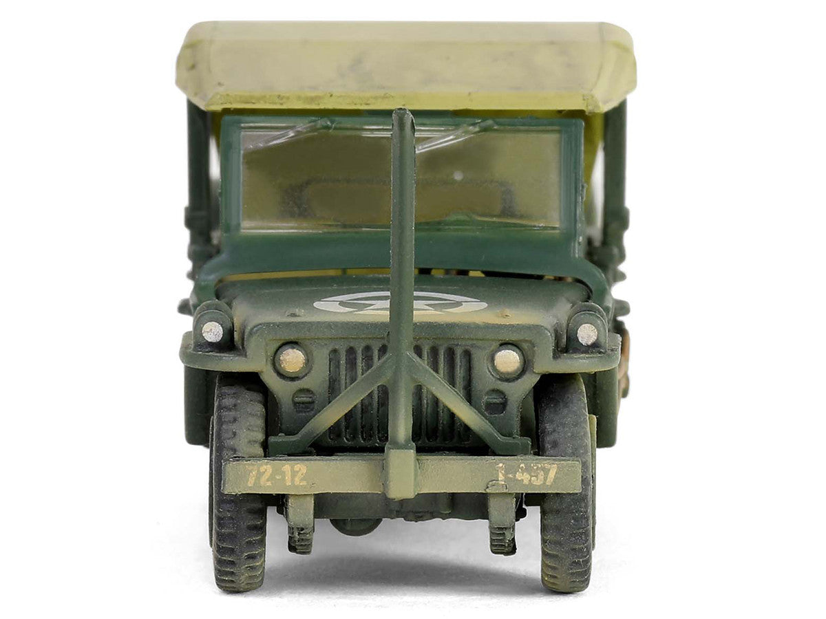 Willys MB Jeep with Trailer Olive Drab (Weathered) with Driver Figure "United States Army" "Mini AFV" Series 1/64 Diecast Model by Forces of Valor-2
