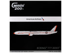 Boeing 777-300ER Commercial Aircraft "American Airlines - Flagship DFW" (N735AT) Silver with Otange Stripes "Gemini 200" Series 1/200 Diecast Model by GeminiJets-2
