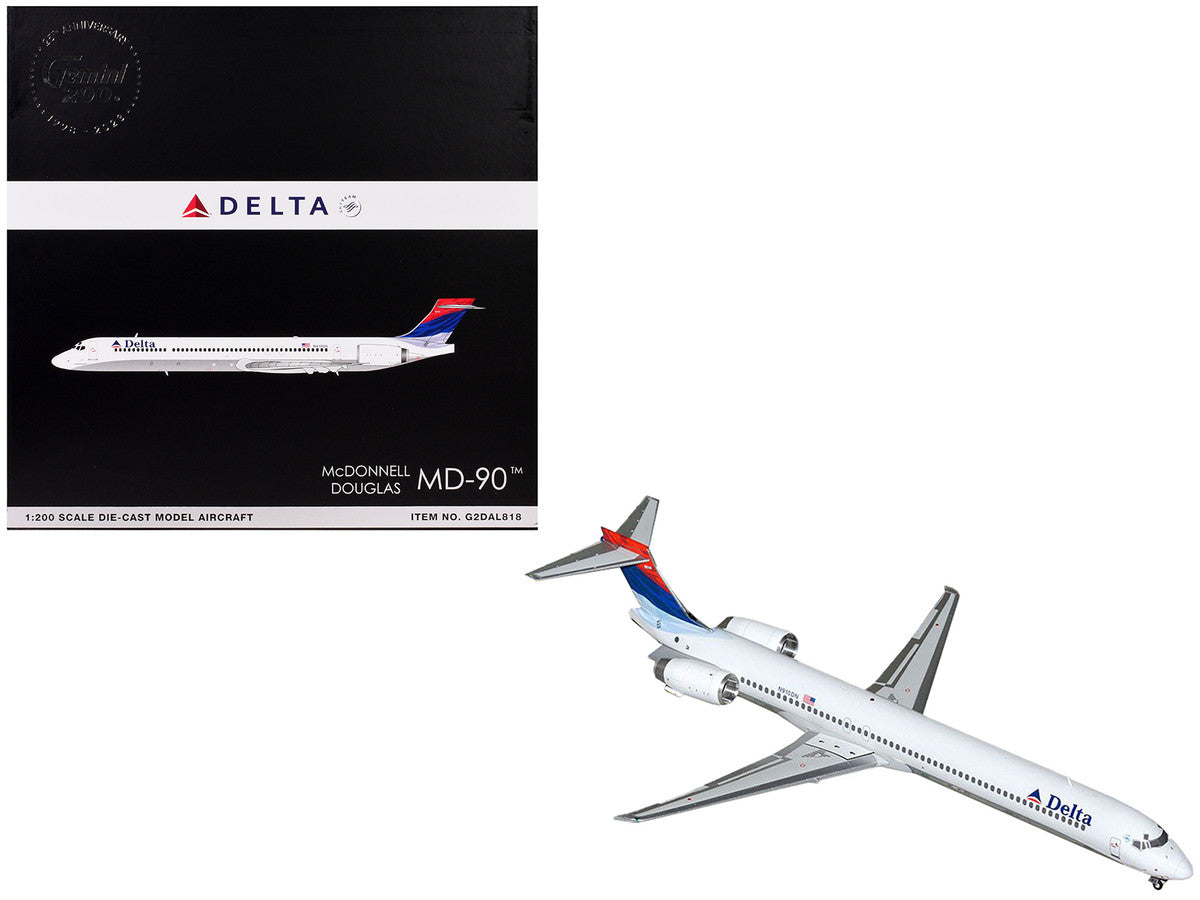 McDonnell Douglas MD-90 Commercial Aircraft "Delta Air Lines" (N910DN) White with Blue and Red Tail "Gemini 200" Series 1/200 Diecast Model Airplane by GeminiJets-2