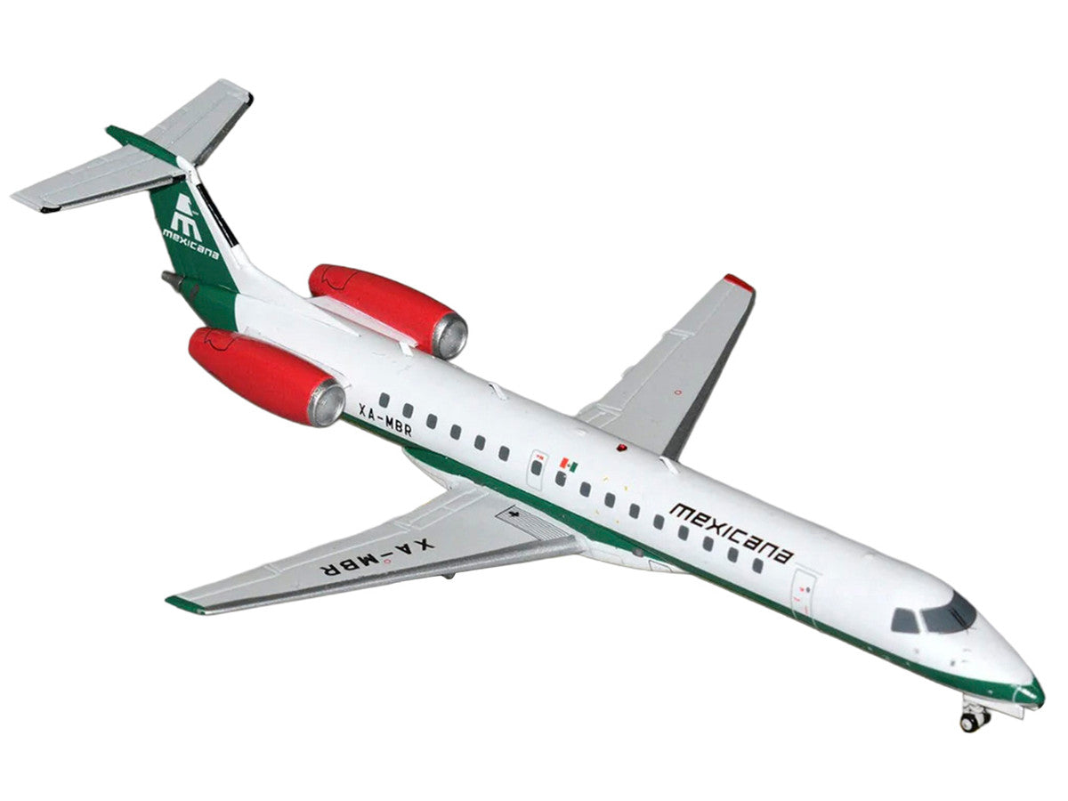 Embraer ERJ-145 Commercial Aircraft "Mexicana de Aviacion" (XA-MBR) White with Green Stripes and Tail "Gemini 200" Series 1/200 Diecast Model by GeminiJets-1