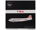 Douglas DC-3 Commercial Aircraft "TWA (Trans World Airlines)" (NC1943) Polished Metal Finish with Red Tail Stripes "Gemini 200" Series 1/200 Diecast Model Airplane by GeminiJets-2