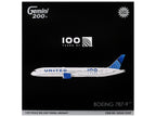 Boeing 787-9 Commercial Aircraft with Flaps Down "United Airlines 100 Years" (N61101) White with Graphics and Blue Tail "Gemini 200" Series 1/200 Diecast Model by GeminiJets-2