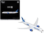 Boeing 787-9 Commercial Aircraft with Flaps Down "United Airlines 100 Years" (N61101) White with Graphics and Blue Tail "Gemini 200" Series 1/200 Diecast Model by GeminiJets-0