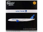 Boeing 777-200ER Commercial Aircraft with Flaps Down "United Airlines" (N798UA) White with Blue Tail "Gemini 200" Series 1/200 Diecast Model by GeminiJets-1