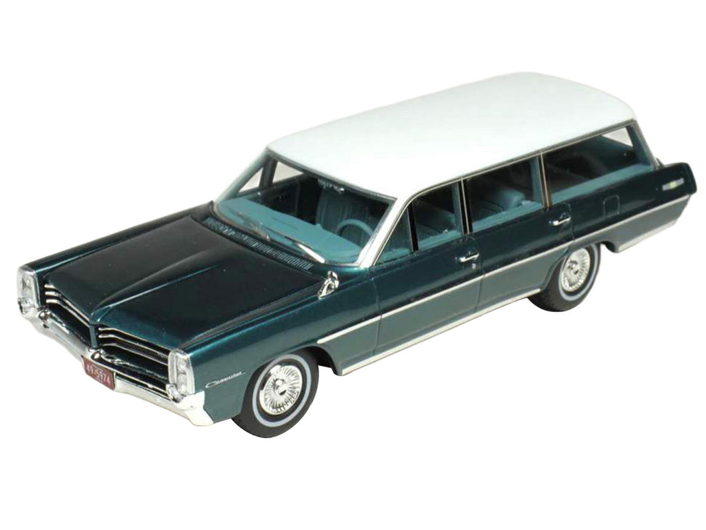 1964 Pontiac Safari Gulfstream Aqua Metallic with White Top and Blue Interior Limited Edition to 200 pieces Worldwide 1/43 Model Car by Goldvarg Collection-0