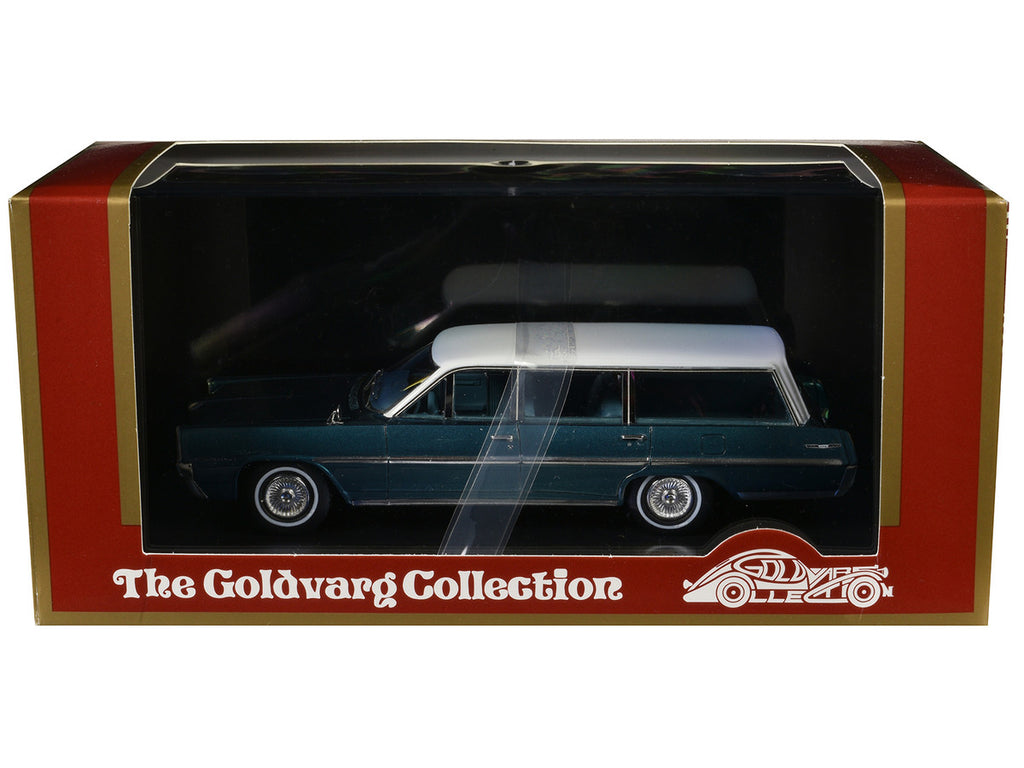1964 Pontiac Safari Gulfstream Aqua Metallic with White Top and Blue Interior Limited Edition to 200 pieces Worldwide 1/43 Model Car by Goldvarg Collection-1