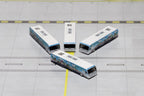 Cobus 3000 Passenger Bus White and Blue with Graphics "US Airways Shuttle Bus - Greener Transit" 4 Piece Set 1/400 Diecast Models by GeminiJets-1