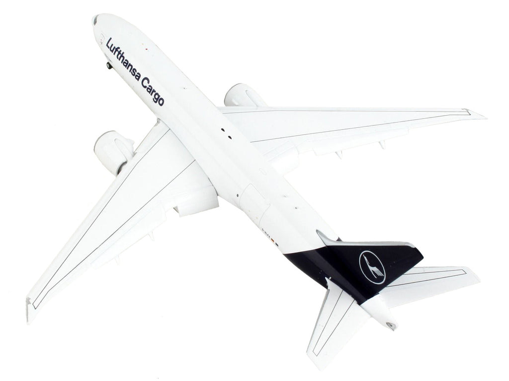 Boeing 777F Commercial Aircraft with Flaps Down "Lufthansa Cargo" White with Dark Blue Tail 1/400 Diecast Model Airplane by GeminiJets-2