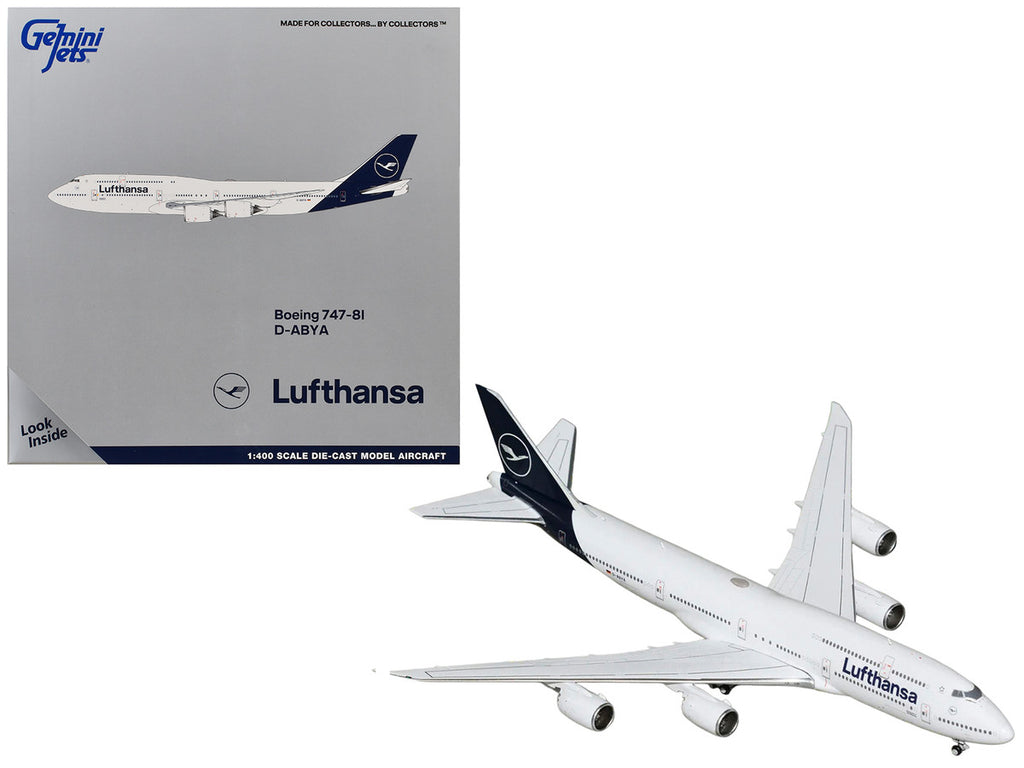 Boeing 747-8I Commercial Aircraft "Lufthansa" (D-ABYA) White with Dark Blue Tail 1/400 Diecast Model GeminiJets-0