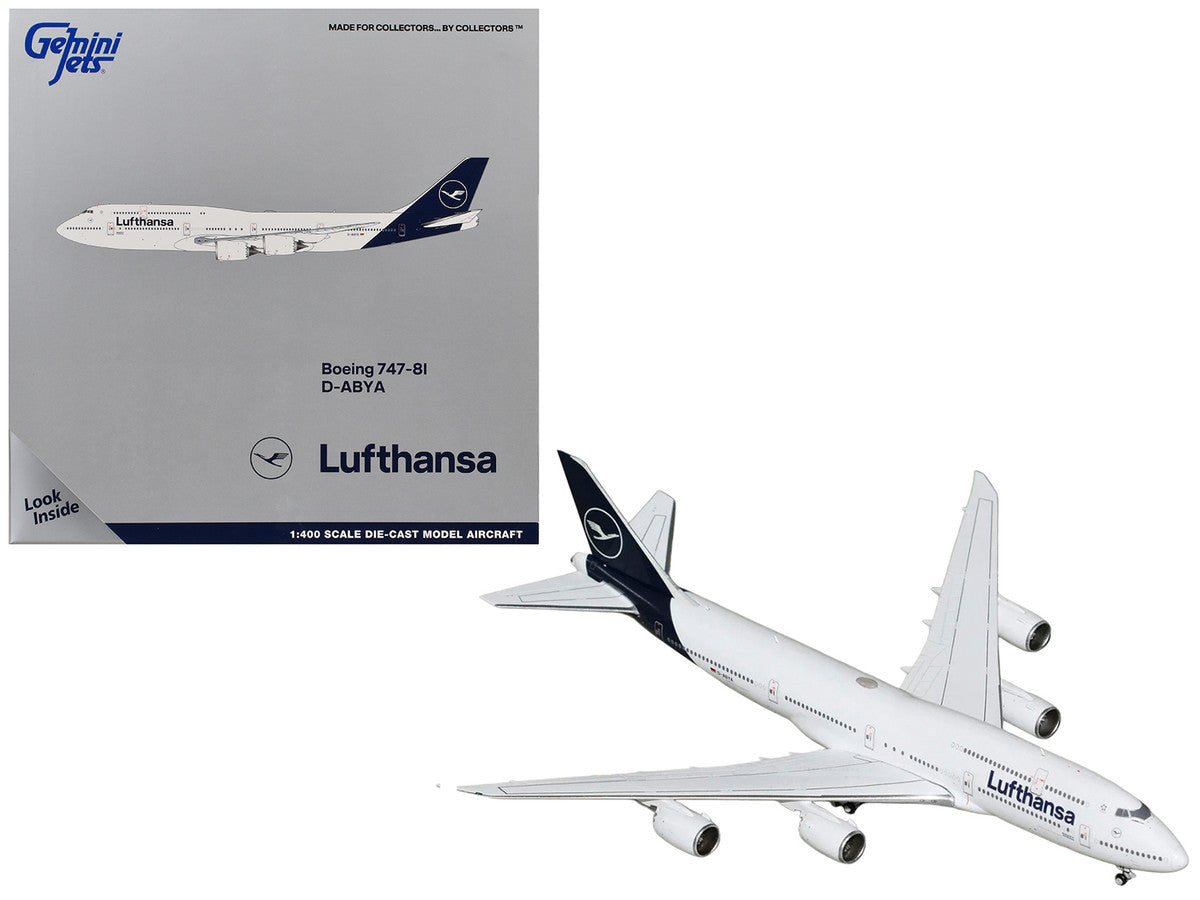 Boeing 747-8I Commercial Aircraft "Lufthansa" (D-ABYA) White with Dark Blue Tail 1/400 Diecast Model GeminiJets-0