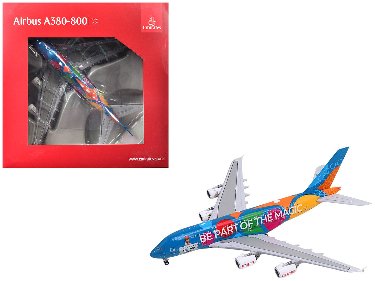 Airbus A380-800 Commercial Aircraft "Emirates Airlines - Destination Dubai" (A6-EES) Blue with Graphics 1/400 Diecast Model Airplane by GeminiJets-4