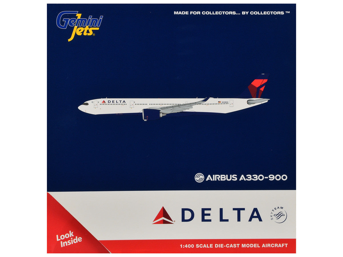 Airbus A330-900 Commercial Aircraft "Delta Air Lines" (N408DX) White with Red and Blue Tail 1/400 Diecast Model by GeminiJets-2