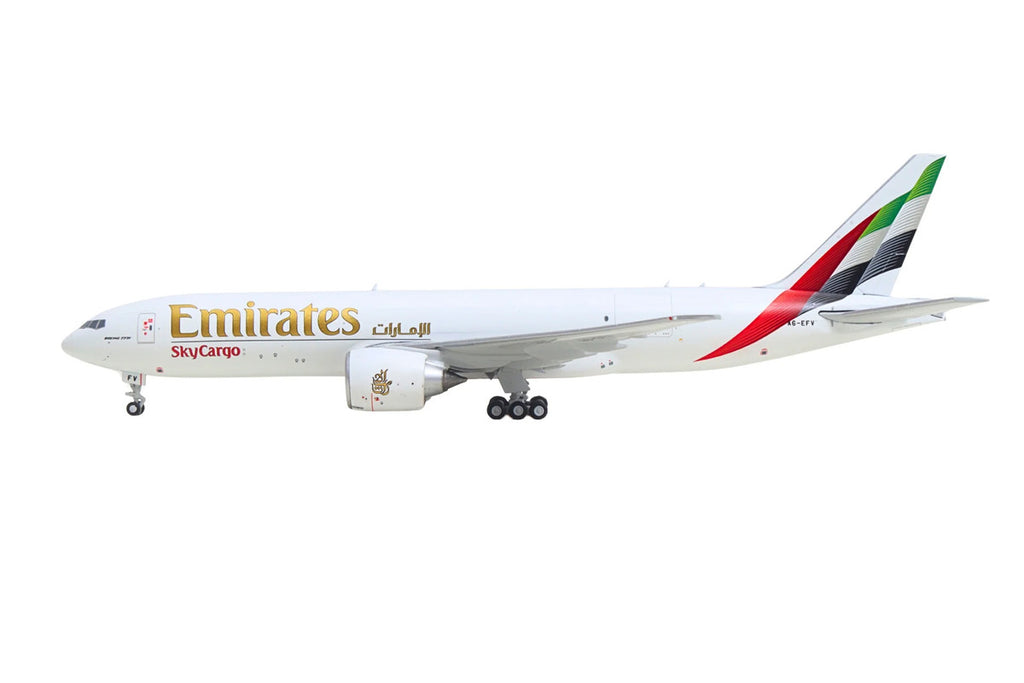Boeing 777F Commercial Aircraft "Emirates SkyCargo" (A6-EFV) White with Striped Tail 1/400 Diecast Model by GeminiJets-1