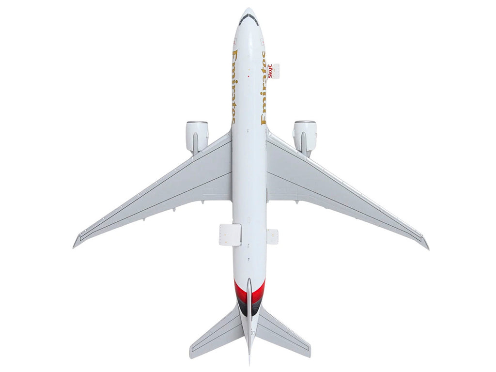 Boeing 777F Commercial Aircraft "Emirates SkyCargo" (A6-EFV) White with Striped Tail "Interactive Series" 1/400 Diecast Model by GeminiJets-0