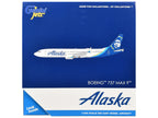 Boeing 737 MAX 9 Commercial Aircraft "Alaska Airlines" (N708AL) White with Blue Tail Graphics 1/400 Diecast Model by GeminiJets-1
