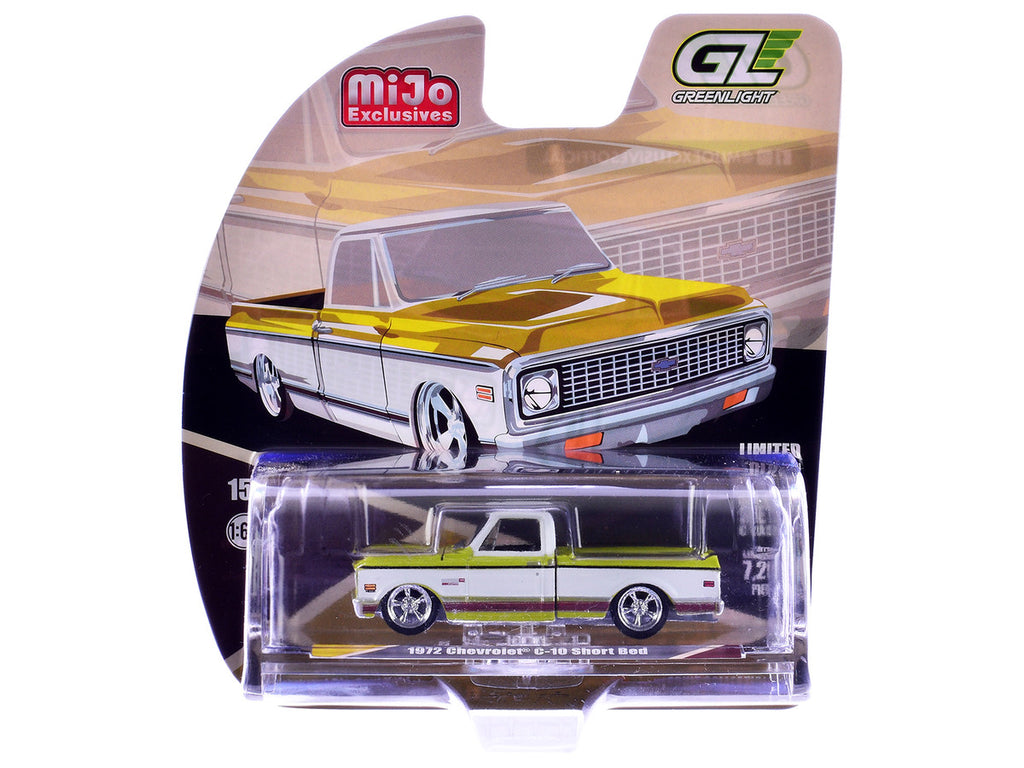 1972 Chevrolet C-10 Short Bed Pickup Truck Mustard Yellow and White "Mijo Exclusives" Series 1/64 Diecast Model Car by Greenlight-1
