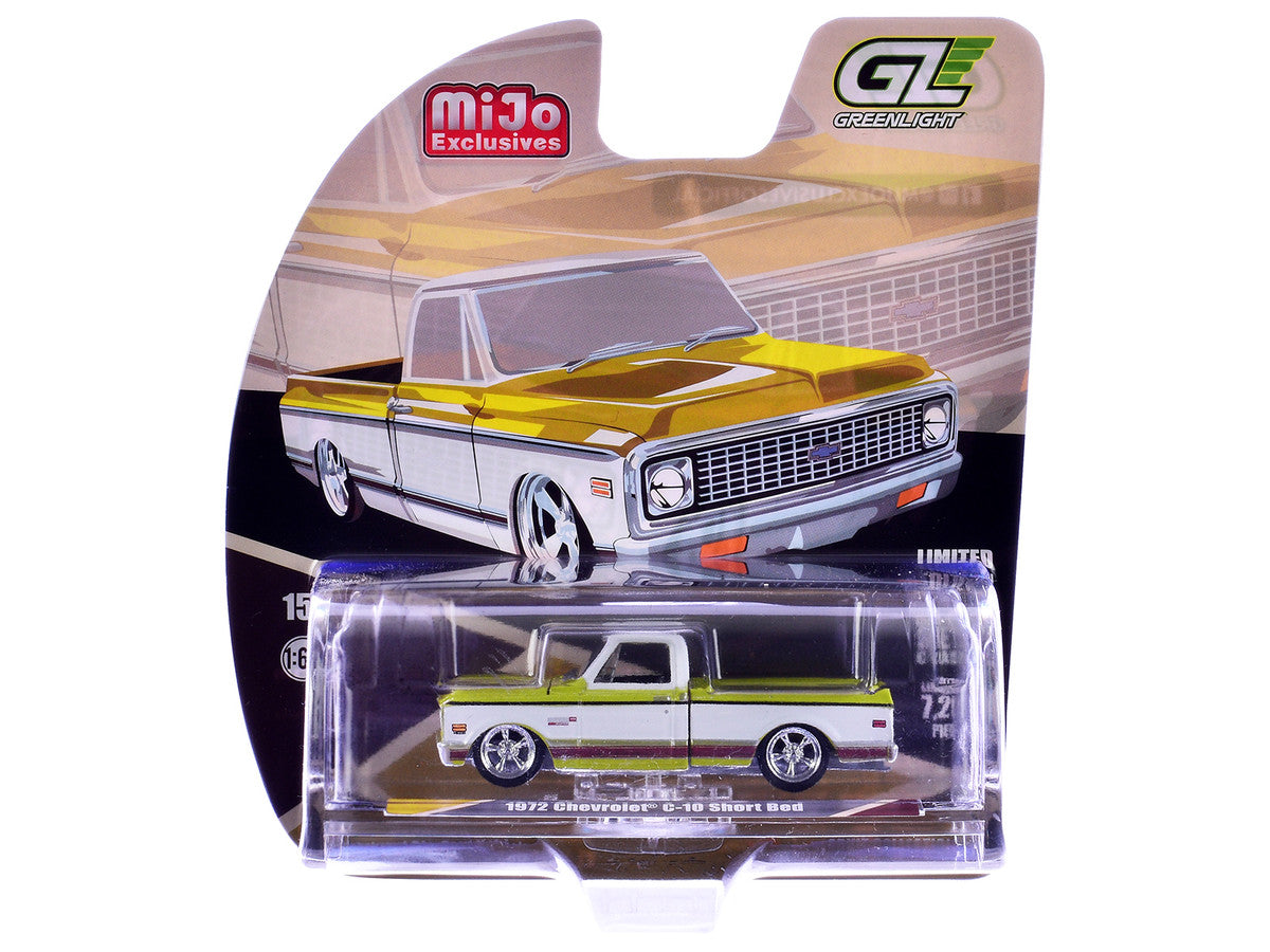 1972 Chevrolet C-10 Short Bed Pickup Truck Mustard Yellow and White "Mijo Exclusives" Series 1/64 Diecast Model Car by Greenlight-1