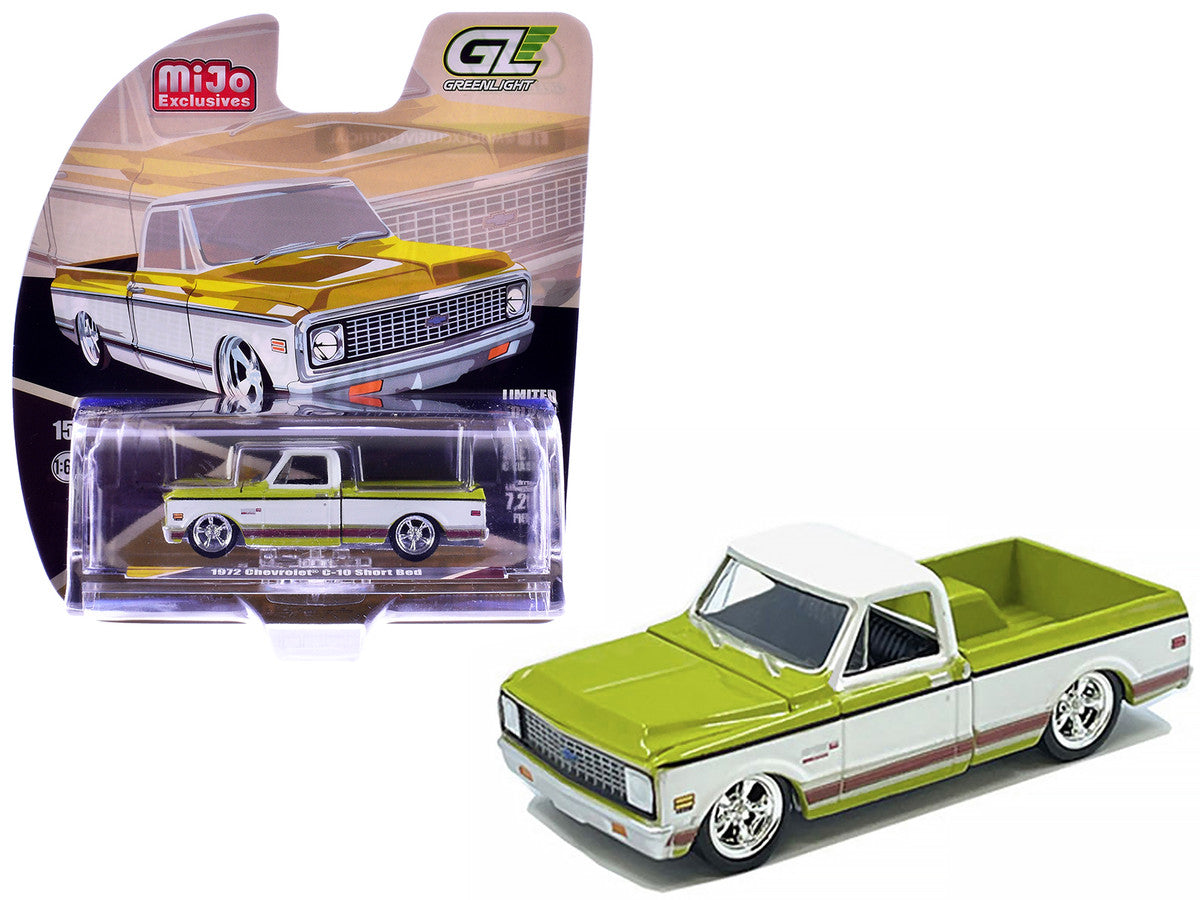 1972 Chevrolet C-10 Short Bed Pickup Truck Mustard Yellow and White "Mijo Exclusives" Series 1/64 Diecast Model Car by Greenlight-2