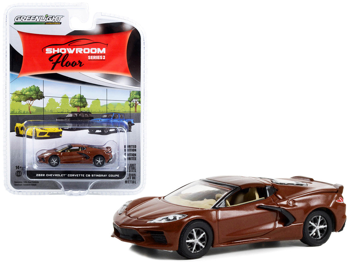 2022 Chevrolet Corvette C8 Stingray Coupe Caffeine Brown Metallic "Showroom Floor" Series 2 1/64 Diecast Model Car by Greenlight-0